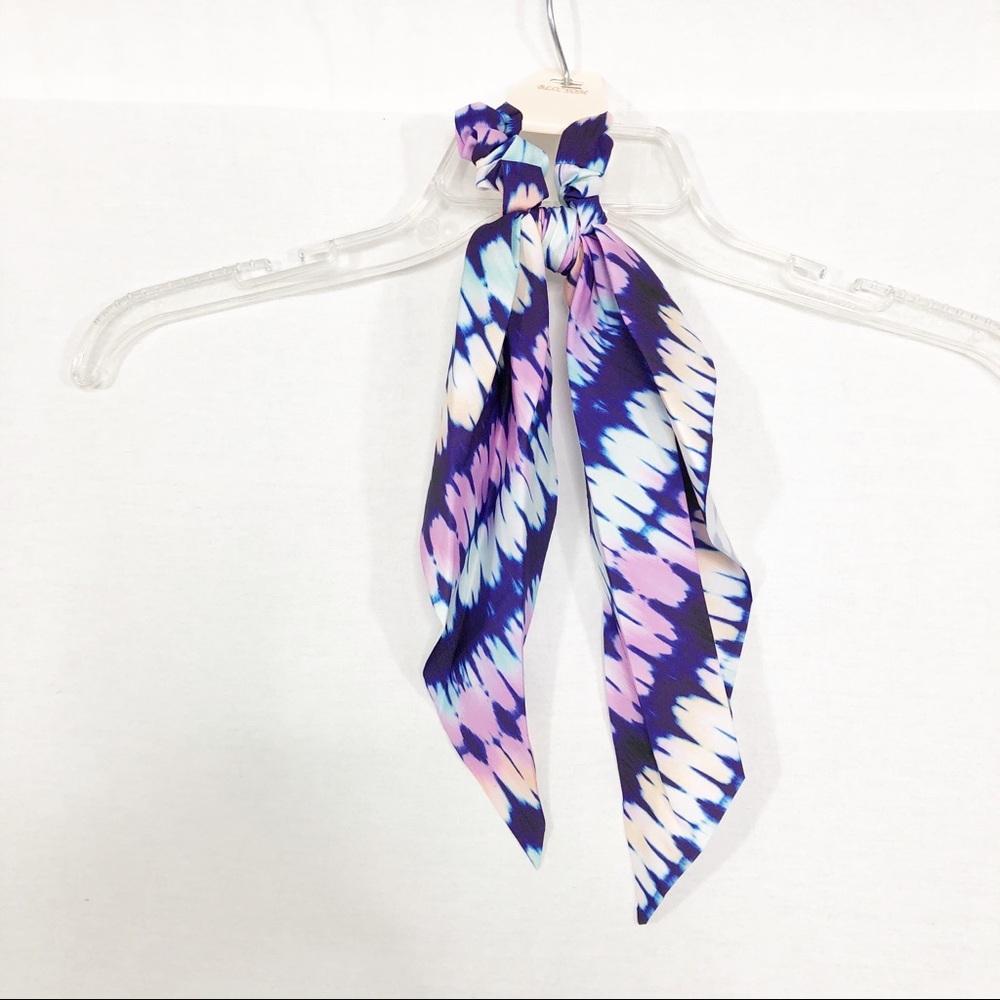 NEW Blossom Tie Dye Scarf with Elastic Hair Tie, Pink Purple